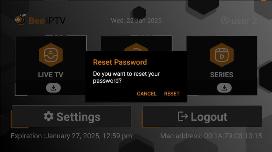 Reset Password Dialog